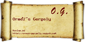 Ormós Gergely névjegykártya
